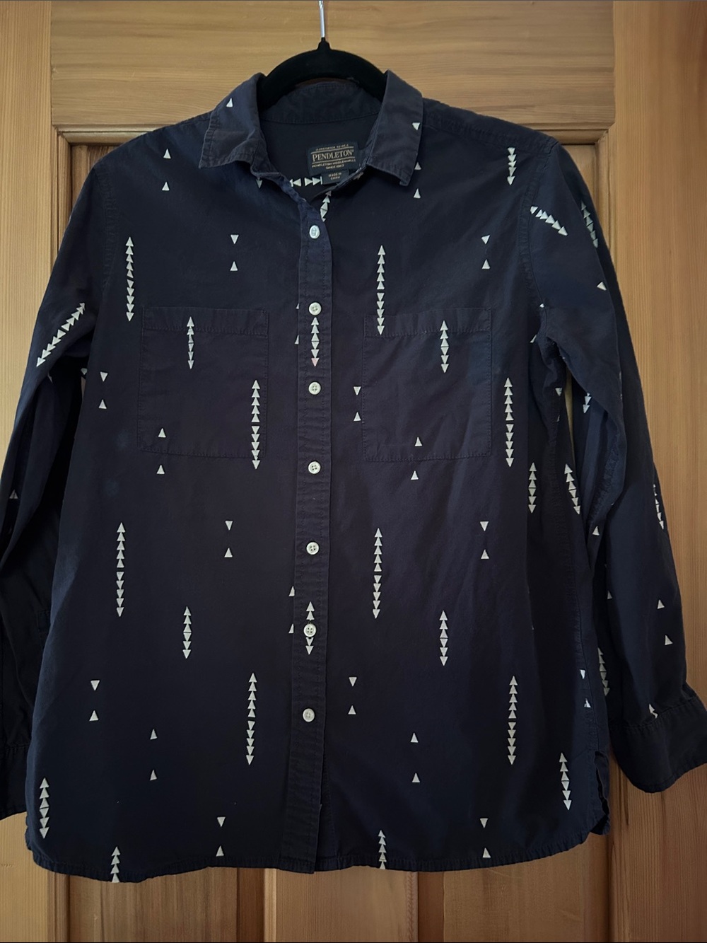 Pendleton Navy Button-Down Shirt with White Arrow Motif